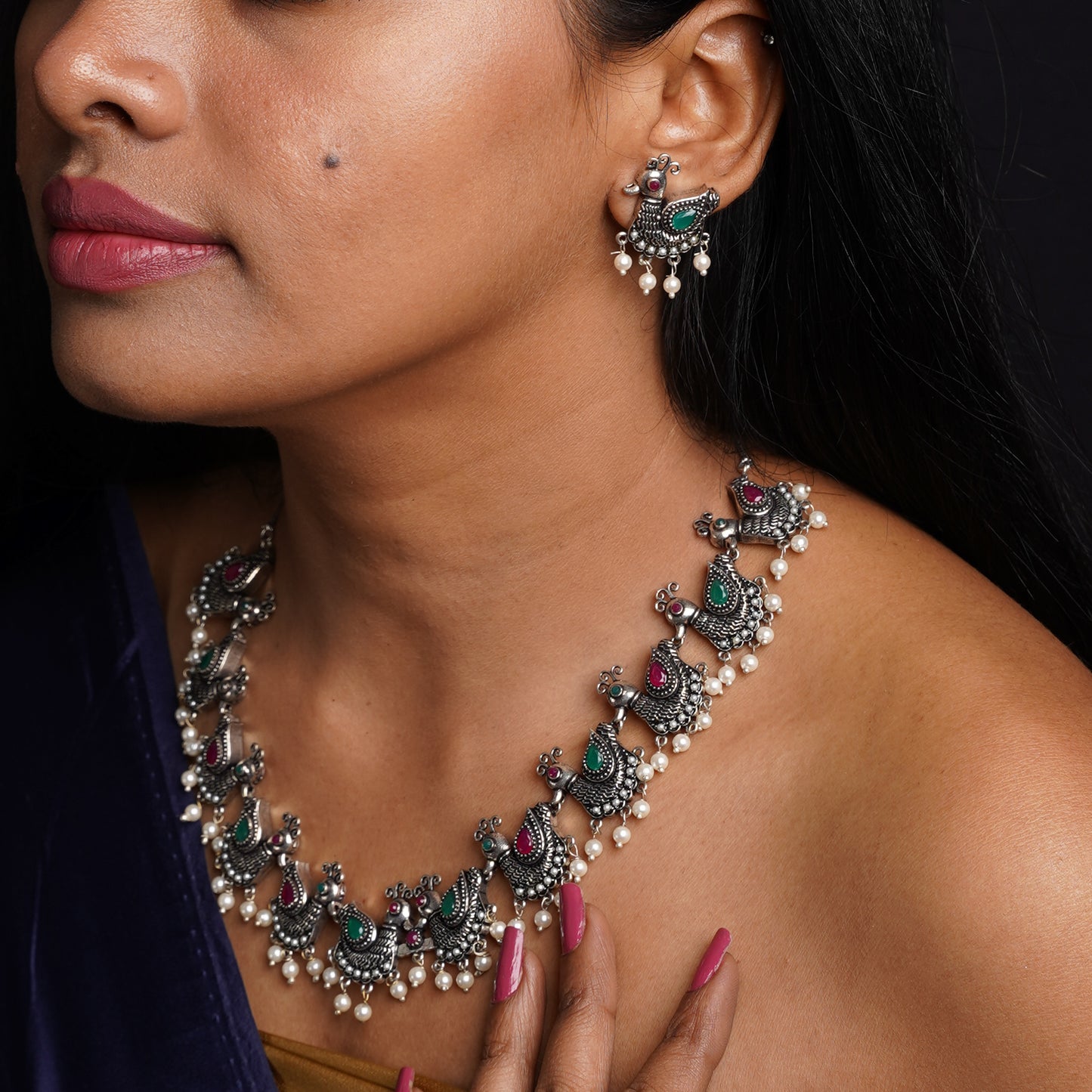 Shobhita – Silver-Toned Brass Necklace Set