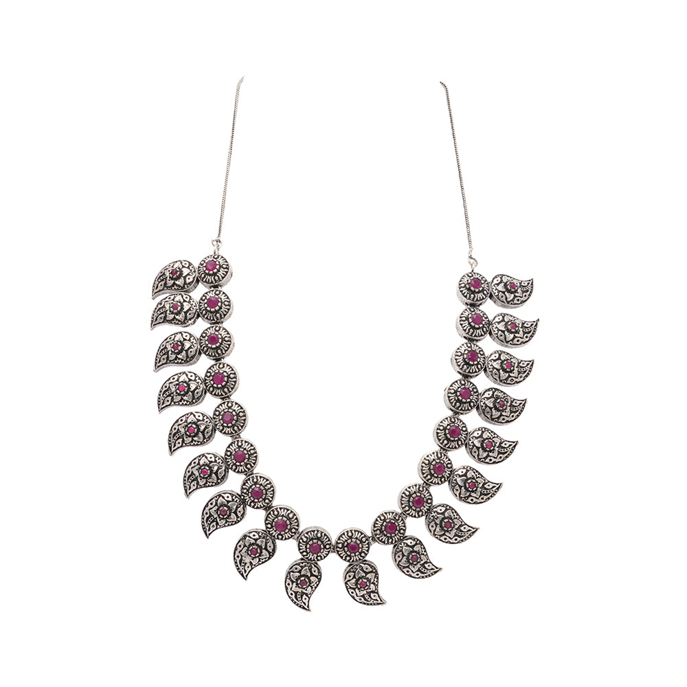 Parampara- Oxidised Neckpiece Set (Red)