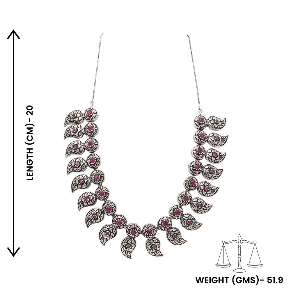 Parampara- Oxidised Neckpiece Set (Red)