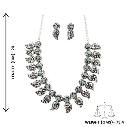Parampara- Oxidised Neckpiece Set (Sky Blue)