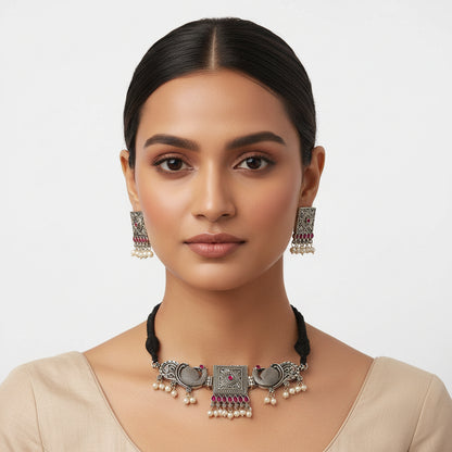 Shubhrangi – Oxidised Brass Necklace Set