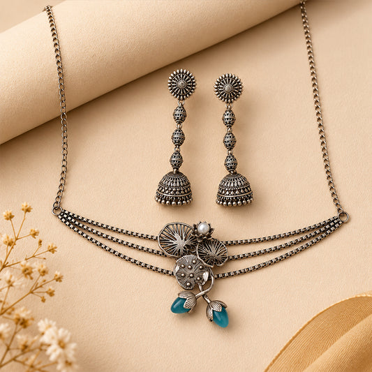 Oxidised Neckpiece Set