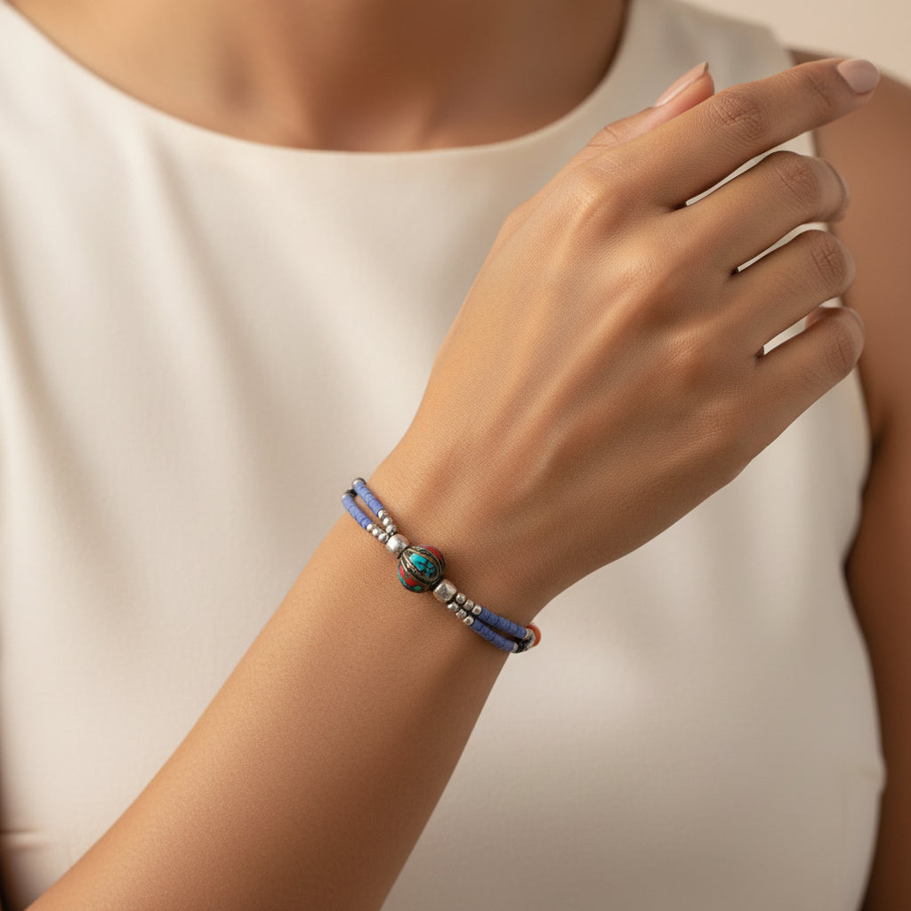 Meghna- Oxidised beaded bracelet