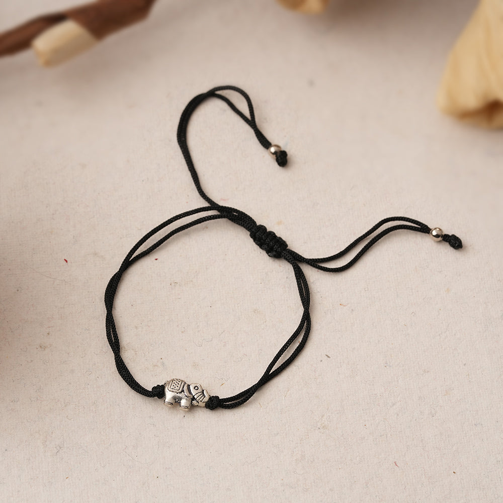 Airavat- Silver oxidised charm bracelet