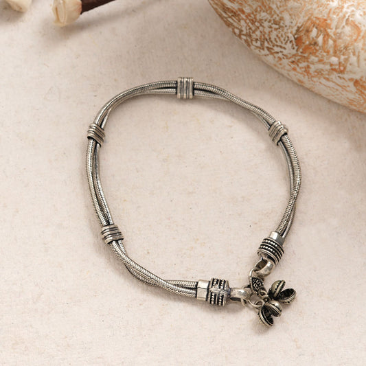 Charanika- Silver Oxidised Brass anklet
