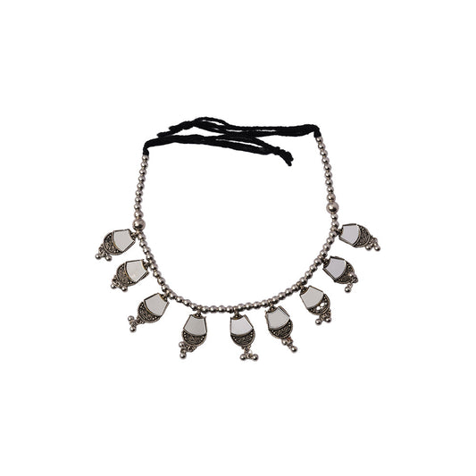 RatriPaya- Silver oxidised Anklet