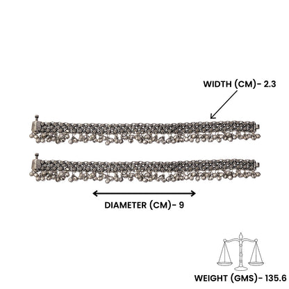 Ghunghroo- Silver oxidised Anklet