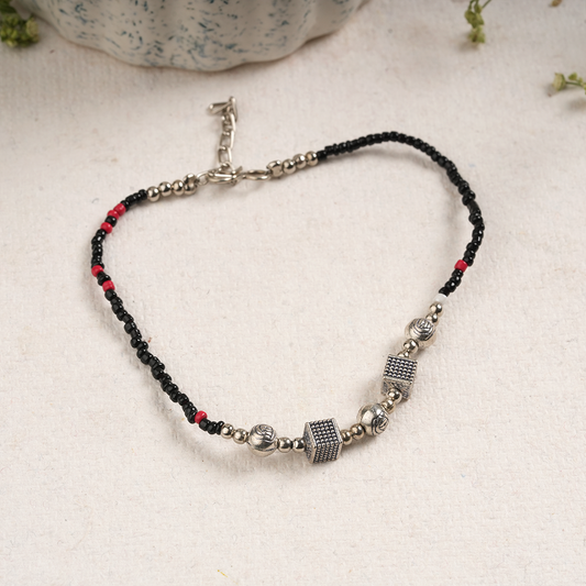 Rajwada Payal- Oxidised beaded anklet
