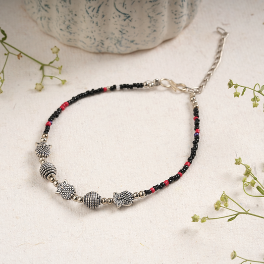 RatriRakshika- Oxidised beaded anklet