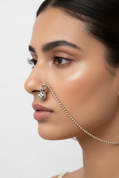 Divyashree- Silver Oxidised Nath