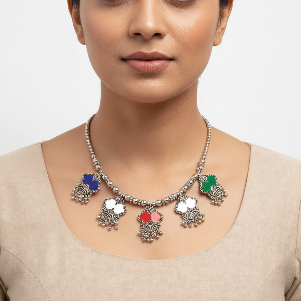 Chandravali- Silver Oxidised Neckpiece