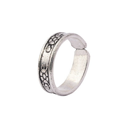 Ruhani- Silver Brass Oxidised Toe Ring