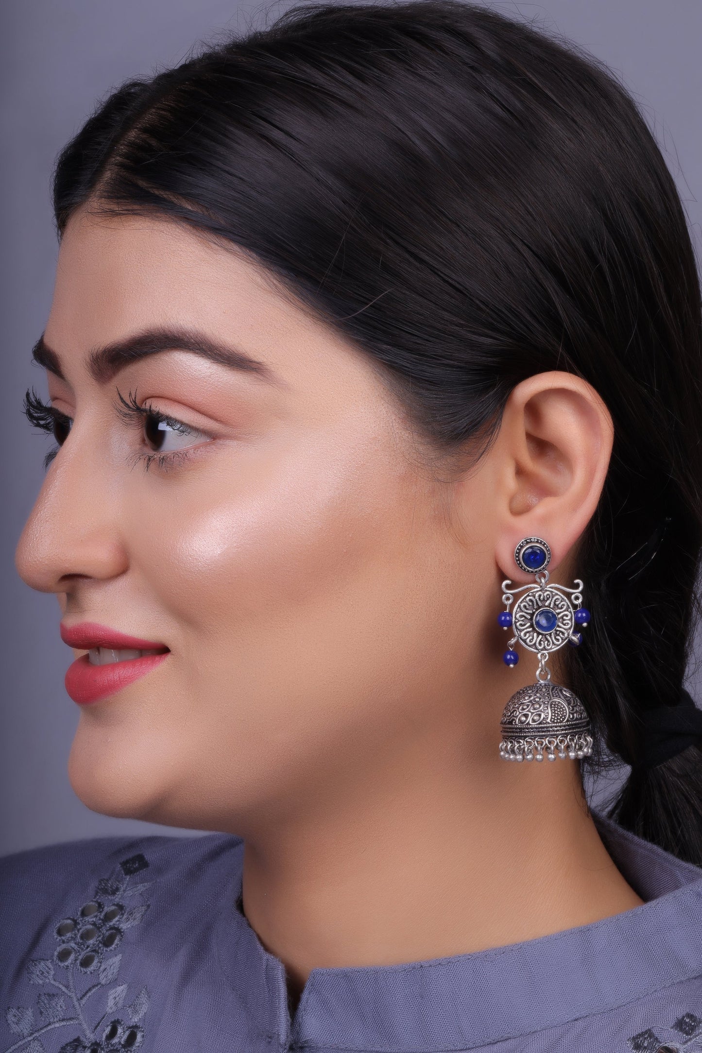 Mallika- Silver Toned Brass Jhumka Earrings