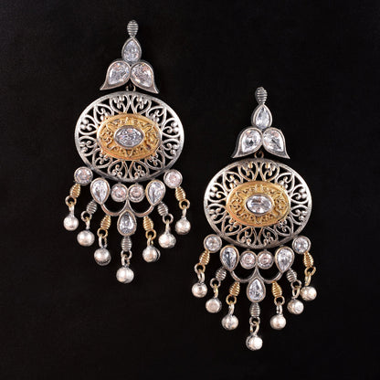 Saurabhi- Silver Brass Oxidisd dangler earrings