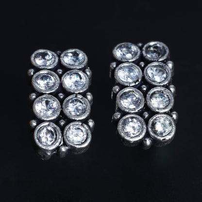 Roshni- Silver Brass Kundan Studded Stud Earrings