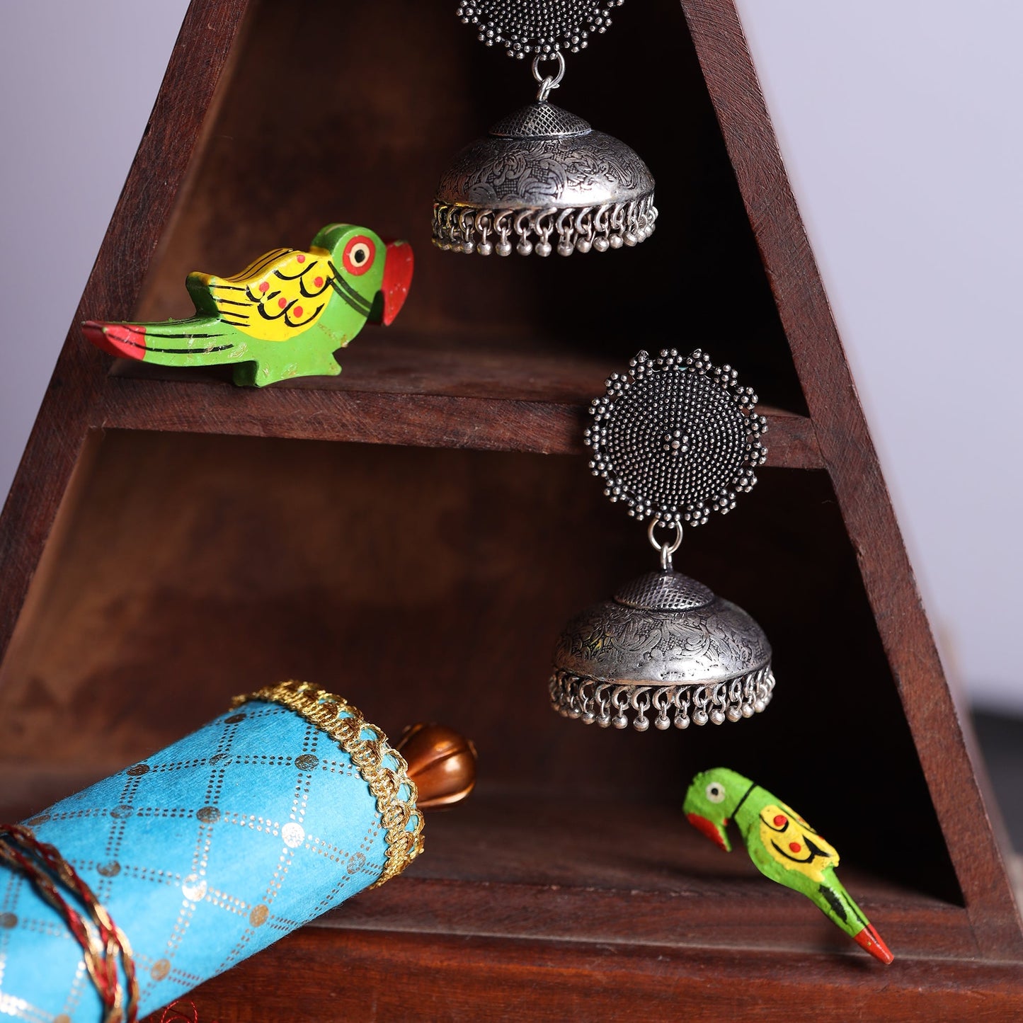 Zeenat- Silver oxidised brass jhumka earrings