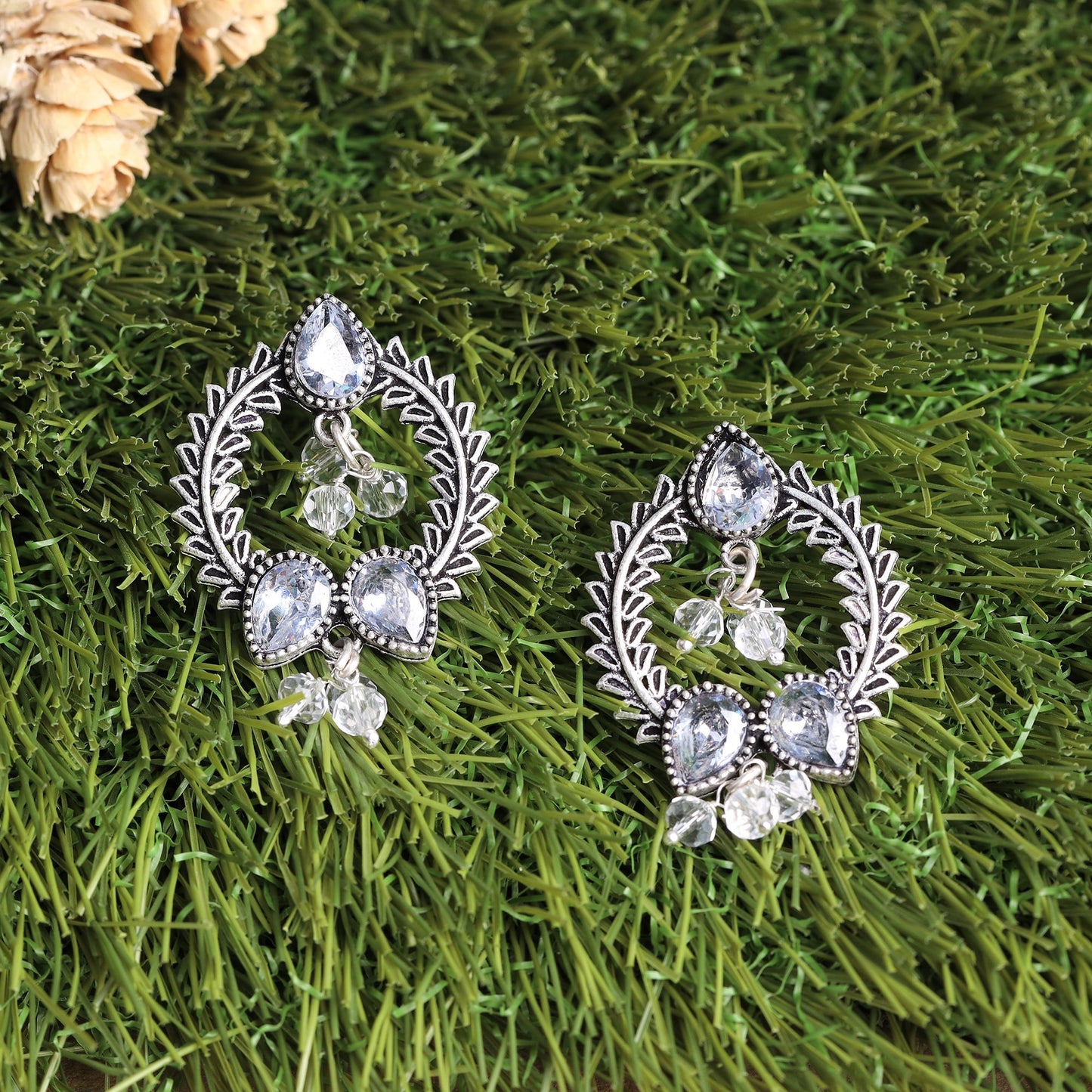 Ratnika- Silver Brass Oxidised stud earrings