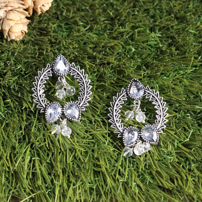 Ratnika- Silver Brass Oxidised stud earrings