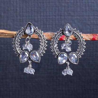 Ratnika- Silver Brass Oxidised stud earrings