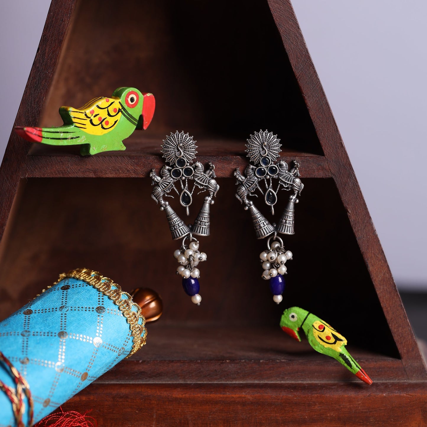 Ashwrohi- Silver Brass Pearl dangler earrings