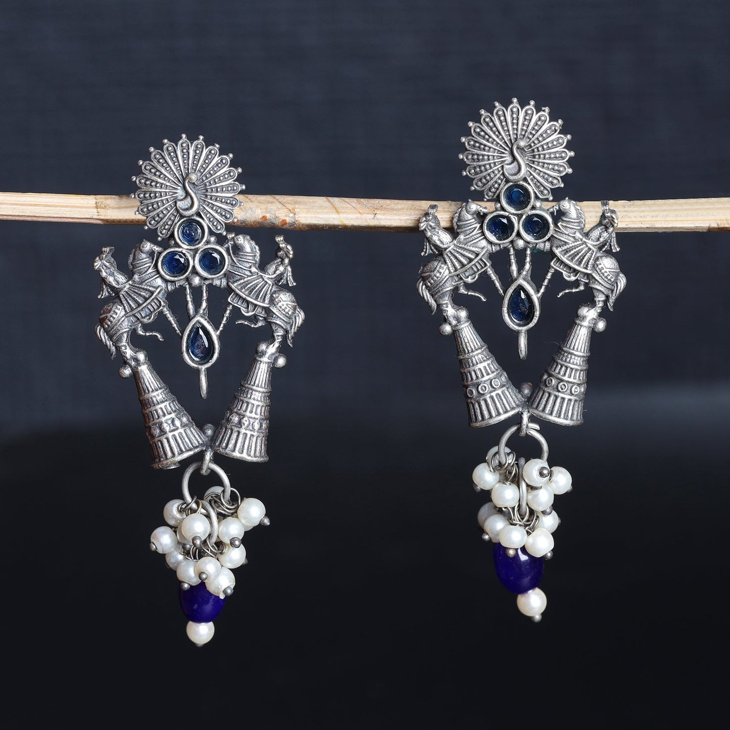 Ashwrohi- Silver Brass Pearl dangler earrings