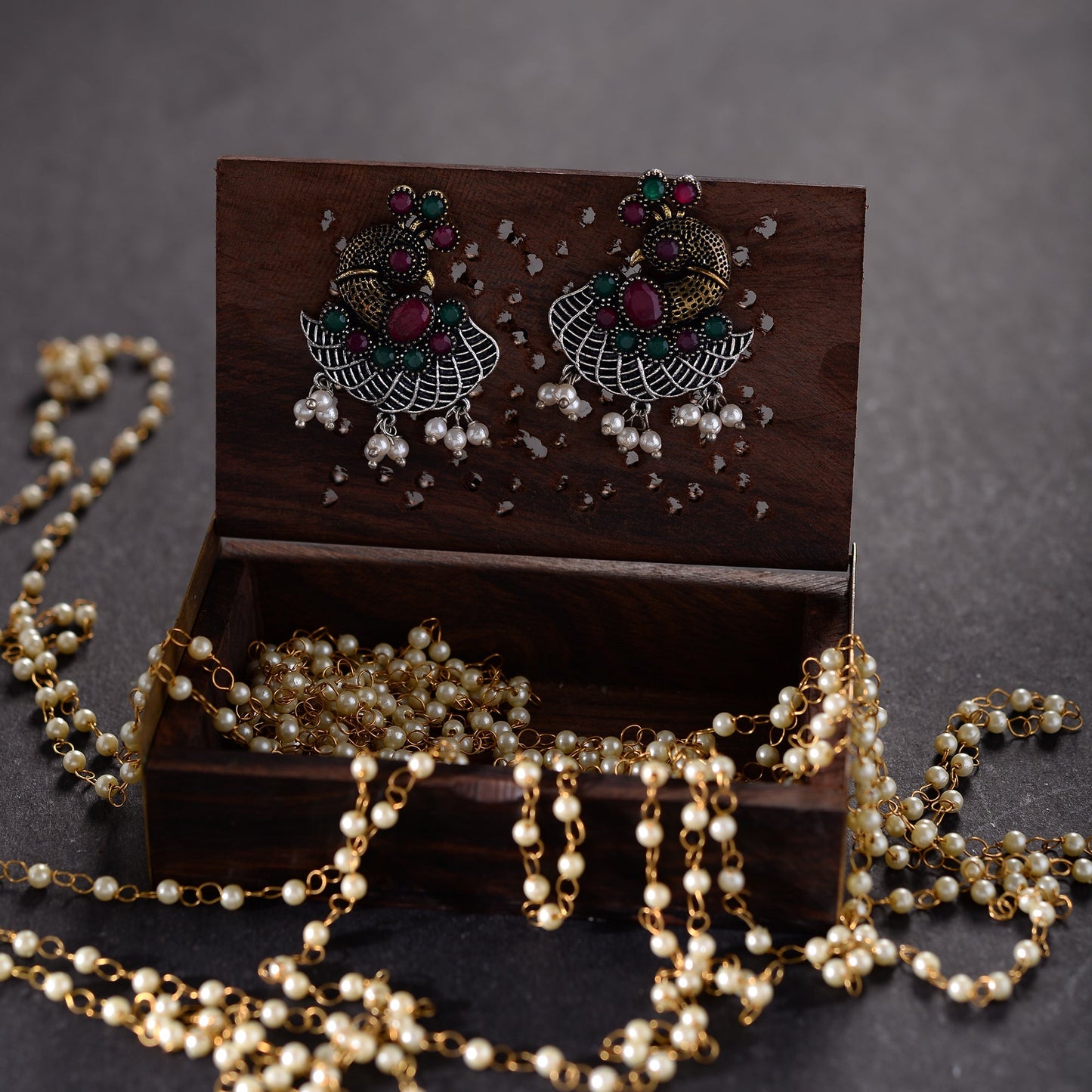 Mayuri- Silver Tone Brass Dangler Earrings