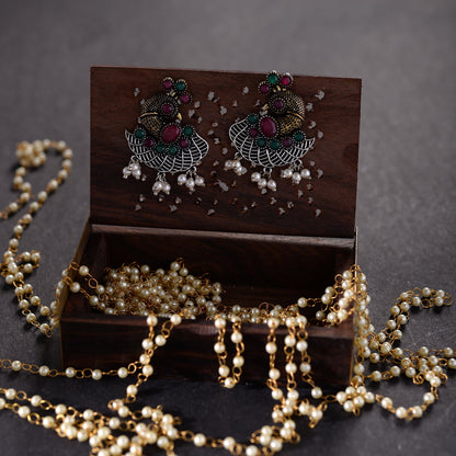 Mayuri- Silver Tone Brass Dangler Earrings