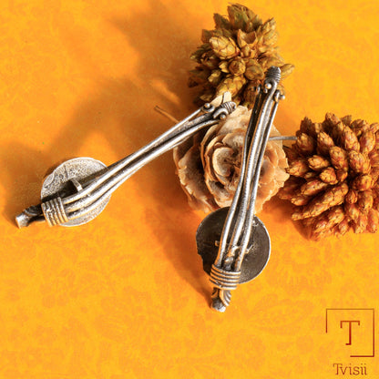 Mira- Silver Brass Oxidised Stud Earrings