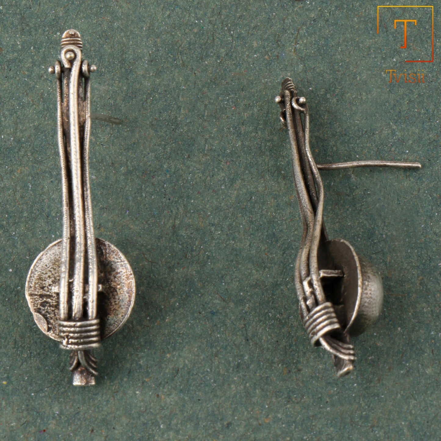 Mira- Silver Brass Oxidised Stud Earrings