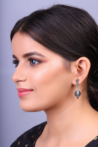 Mira- Silver Brass Oxidised Stud Earrings