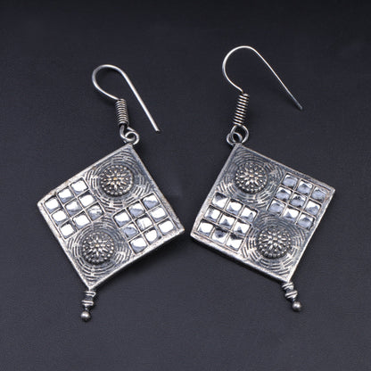 Shishika- Silver Brass Oxidised dangler earrings