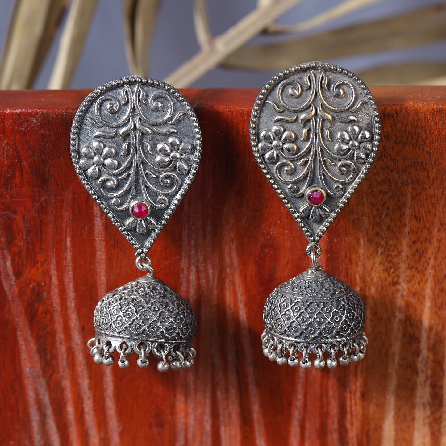 Lahar- Silver Brass oxidised dangler earrings
