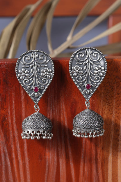 Lahar- Silver Brass oxidised dangler earrings