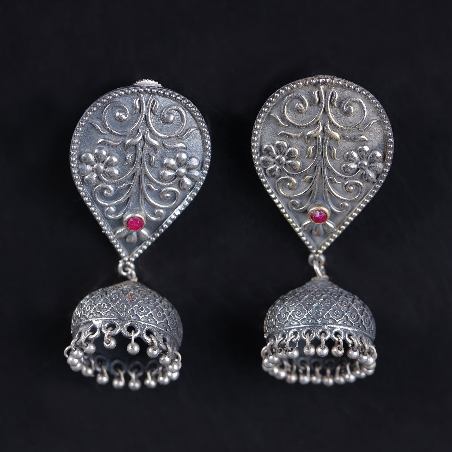 Lahar- Silver Brass oxidised dangler earrings