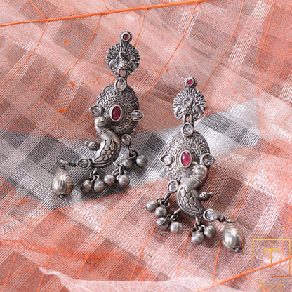 Dhwani- Silver Brass oxidised stud earrings