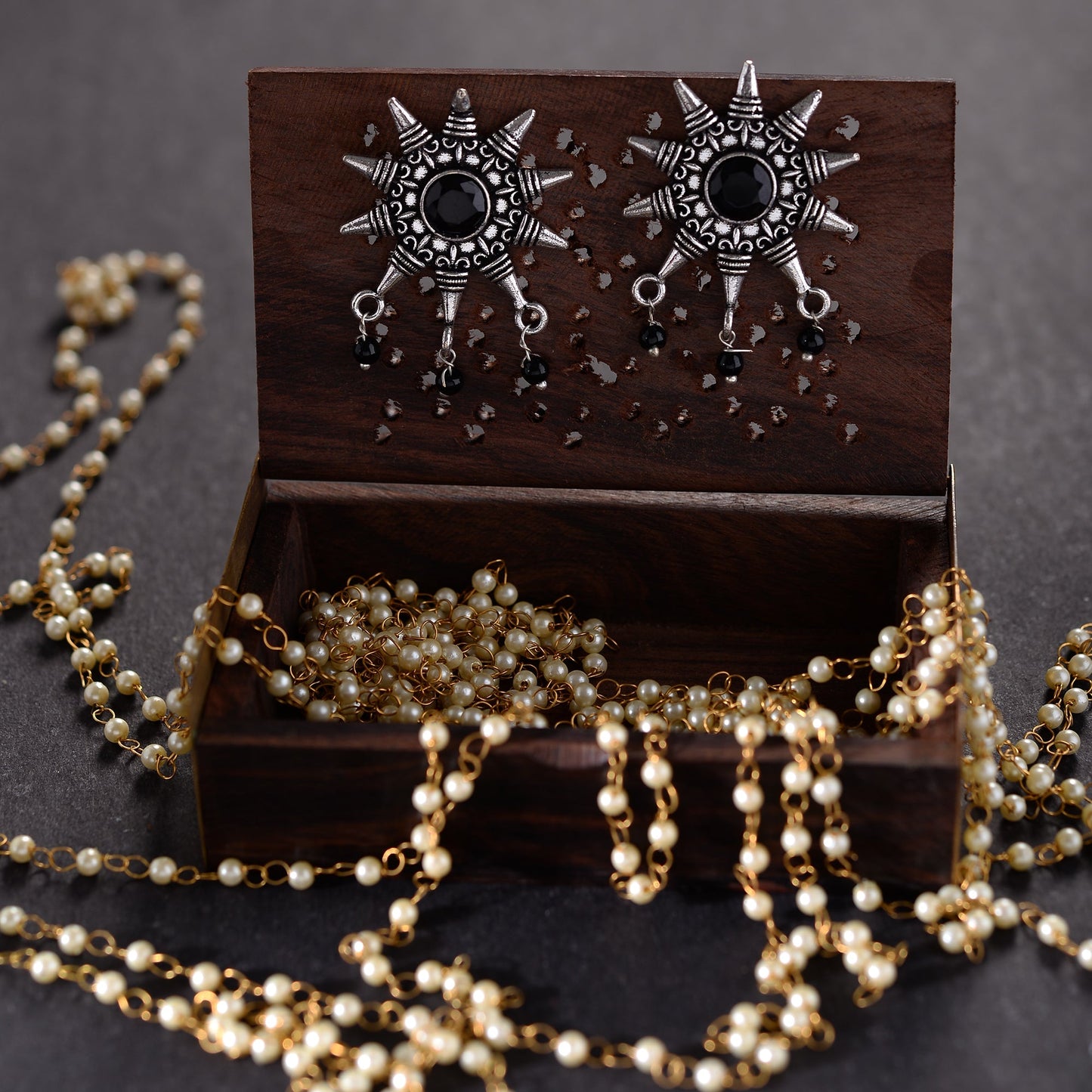 RaviRatna- Silver Brass Stone-Studded Stud Earrings