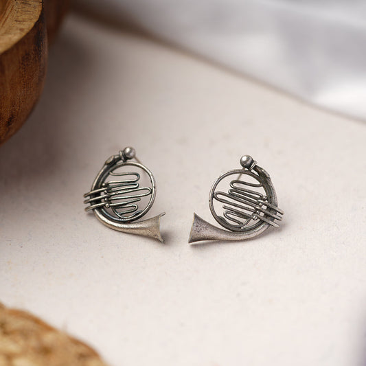 Sangeet- Silver Brass oxidised stud earrings