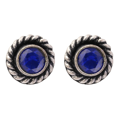 Neelam- Combo of Silver Brass Oxidised stud Earrings