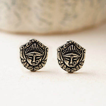 Trayi- Combo of Silver Brass Oxidised stud Earrings
