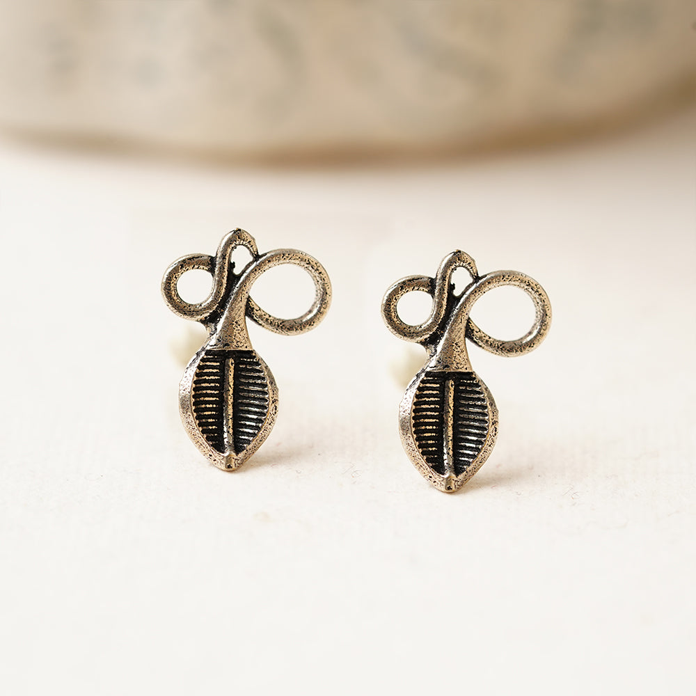 Trayi- Combo of Silver Brass Oxidised stud Earrings
