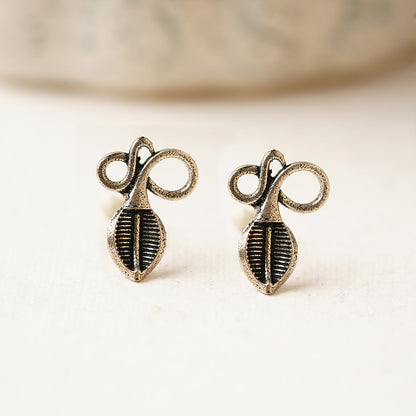 Trayi- Combo of Silver Brass Oxidised stud Earrings