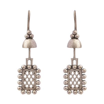 Sundari- Silver Brass Oxidised dangler earrings