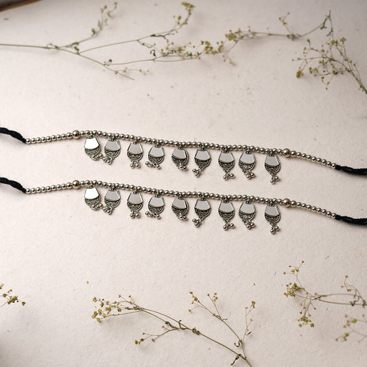 RatriPaya- Silver oxidised Anklet