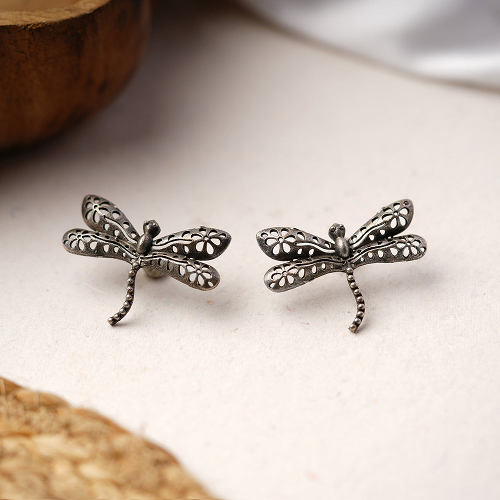 Vanyja- Silver Brass oxidised stud earrings