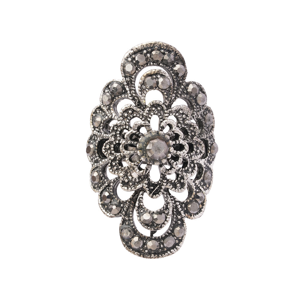 Prithvi- Silver oxidised ring