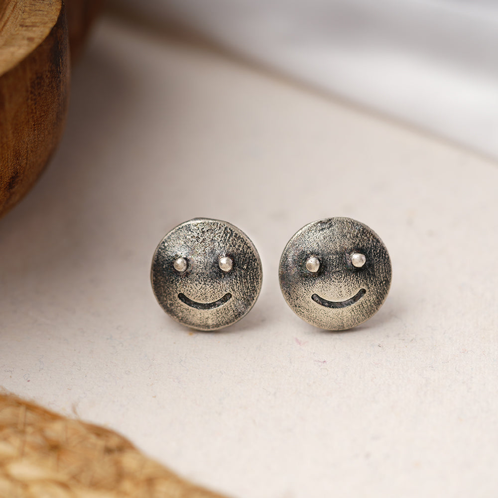 Muskaan- Silver Brass oxidised stud earrings
