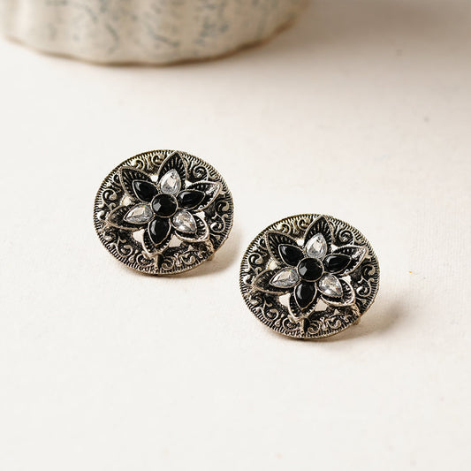 Gulmira- Silver oxidised stud earrings