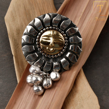 Aditya- Silver oxidised ring