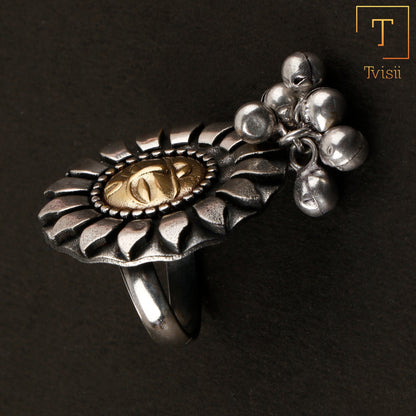Aditya- Silver oxidised ring