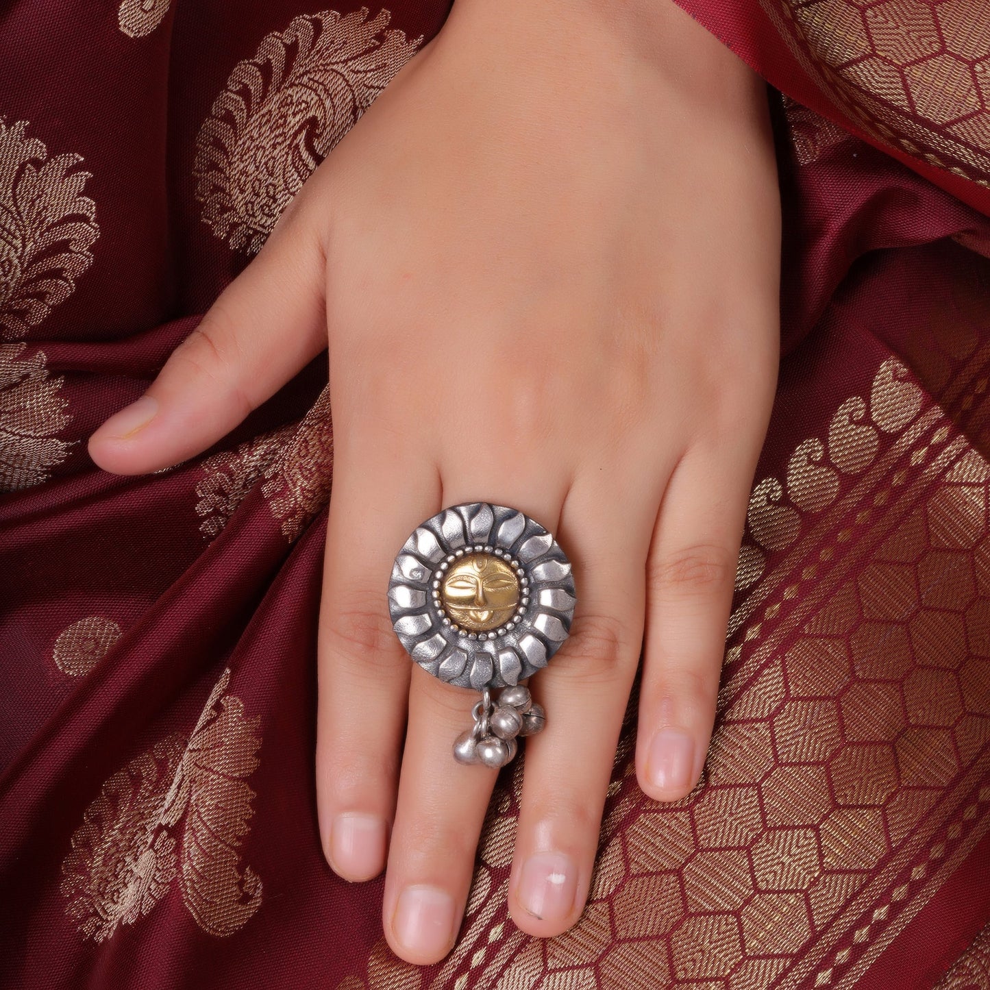 Aditya- Silver oxidised ring